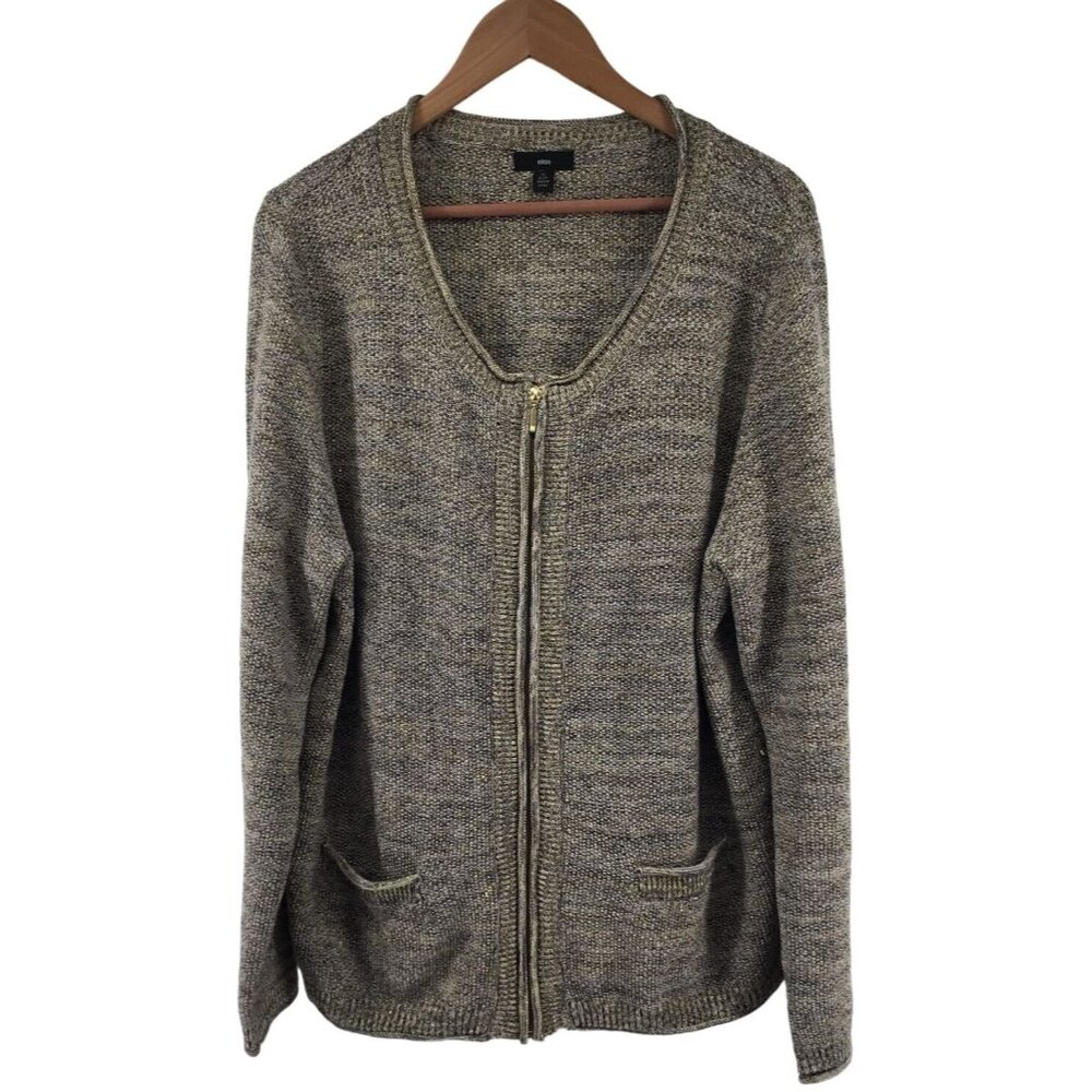 Ellos Full Zip Sparkle‎ Knit Cardigan Sweater Jacket 1X